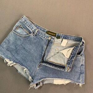 Timberland Short Shorts Womens 38" Blue Denim Cutoff Raw Hem‎ Distressed Jorts